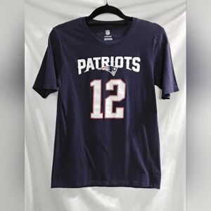 NFL New England Patriots #12 Tom Brady T Shirt Blue Youth Large 14-16